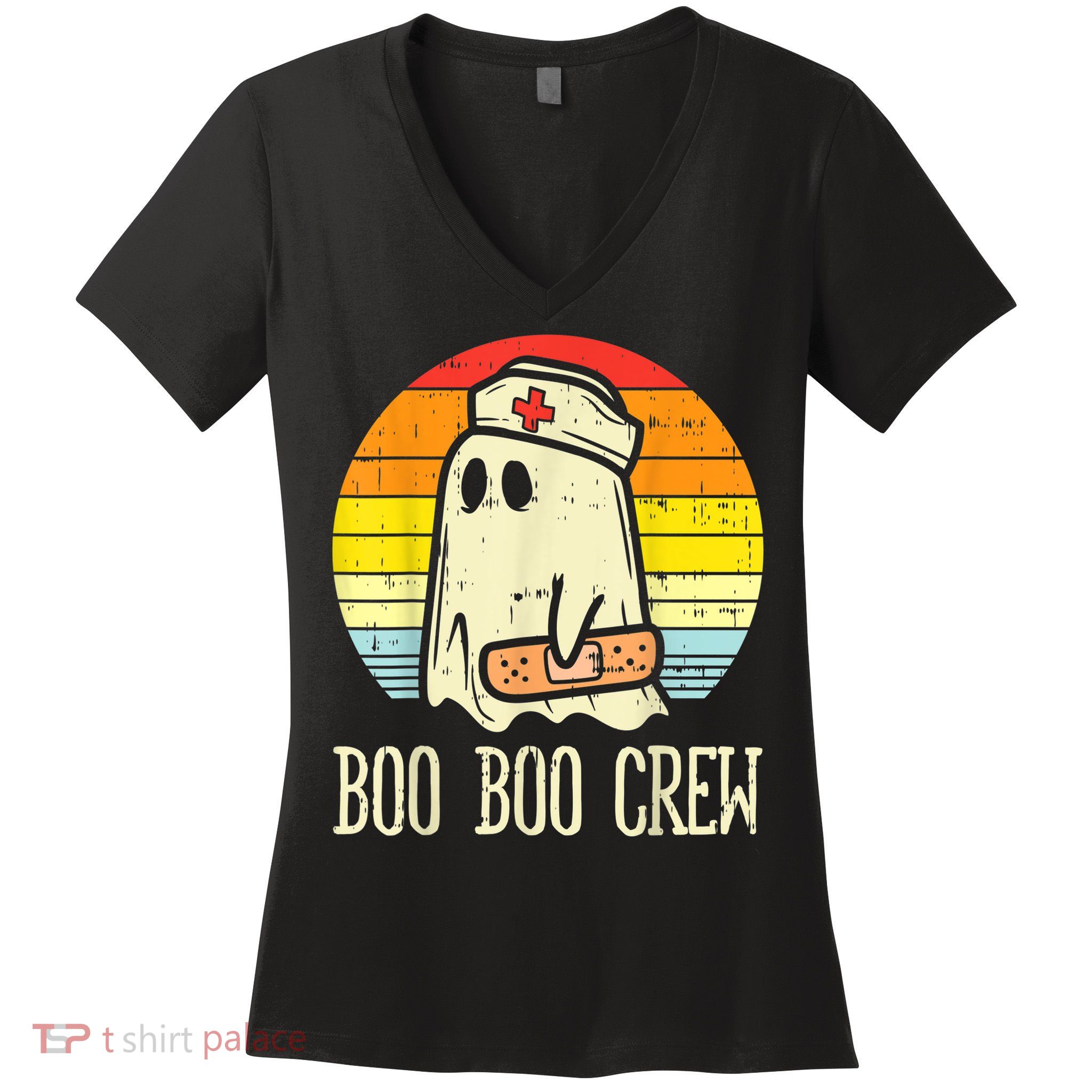 Boo Boo Crew Nurse Halloween Shirt For Nurses RN Ghost Women Women's V-Neck T-Shirt