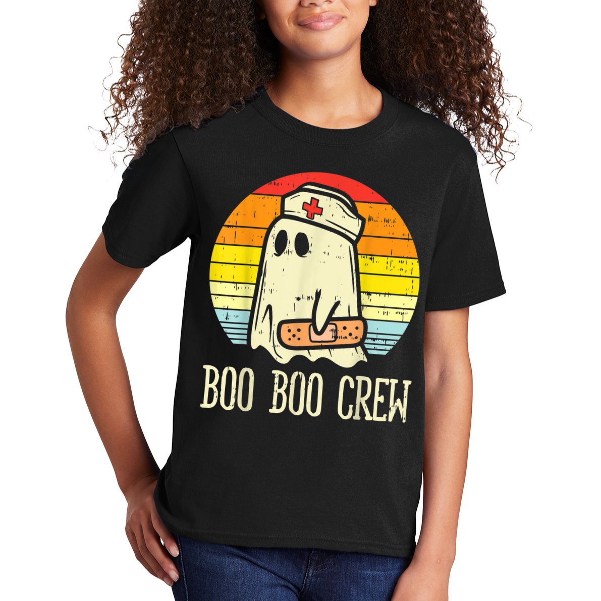 Boo Boo Crew Nurse Halloween Shirt For Nurses RN Ghost Women Kids T-Shirt
