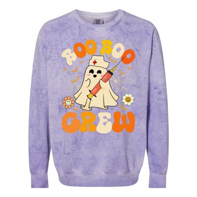 Boo Boo Crew Funny Ghost Nurse Retro Halloween Nursing Gift Colorblast Crewneck Sweatshirt