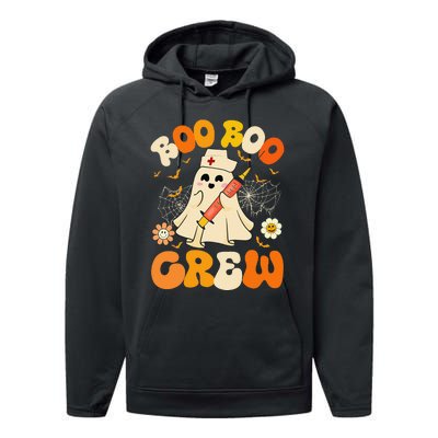 Boo Boo Crew Funny Ghost Nurse Retro Halloween Nursing Gift Performance Fleece Hoodie