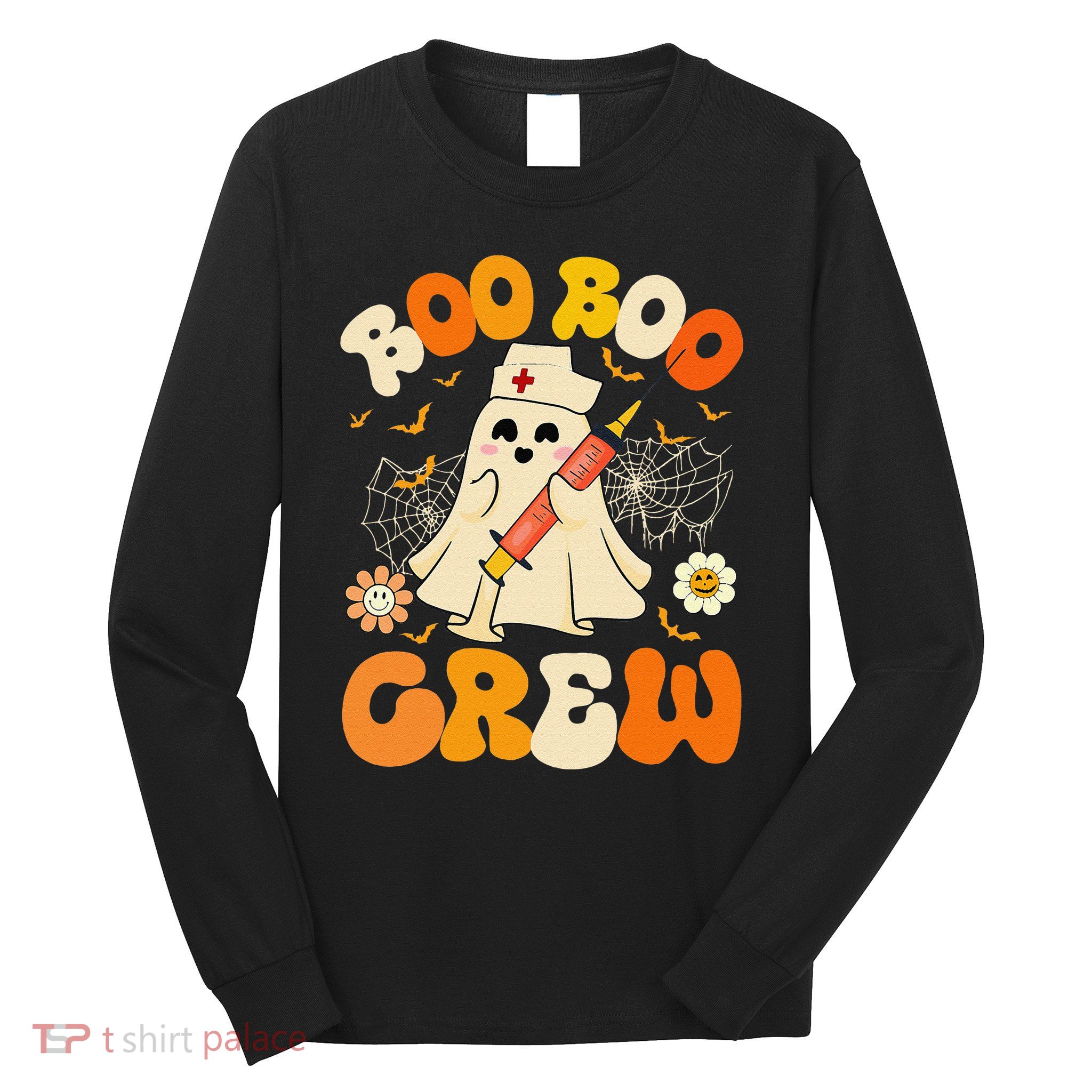 Boo Boo Crew Funny Ghost Nurse Retro Halloween Nursing Gift Long Sleeve Shirt