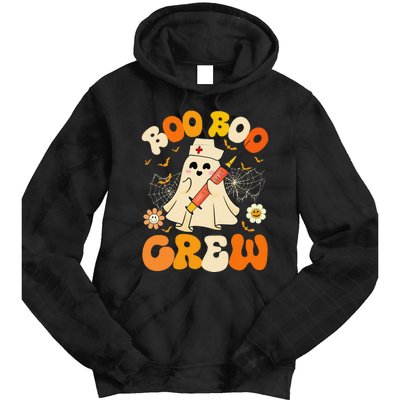 Boo Boo Crew Funny Ghost Nurse Retro Halloween Nursing Gift Tie Dye Hoodie