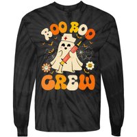 Boo Boo Crew Funny Ghost Nurse Retro Halloween Nursing Gift Tie-Dye Long Sleeve Shirt