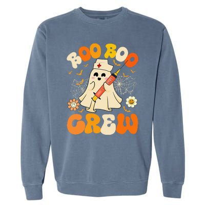 Boo Boo Crew Funny Ghost Nurse Retro Halloween Nursing Gift Garment-Dyed Sweatshirt