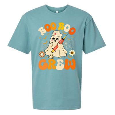 Boo Boo Crew Funny Ghost Nurse Retro Halloween Nursing Gift Sueded Cloud Jersey T-Shirt