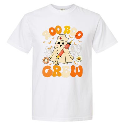 Boo Boo Crew Funny Ghost Nurse Retro Halloween Nursing Gift Garment-Dyed Heavyweight T-Shirt