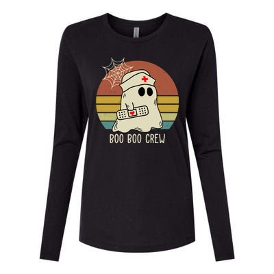 Boo Boo Crew Nurse Halloween Nurse Retro Womens Cotton Relaxed Long Sleeve T-Shirt