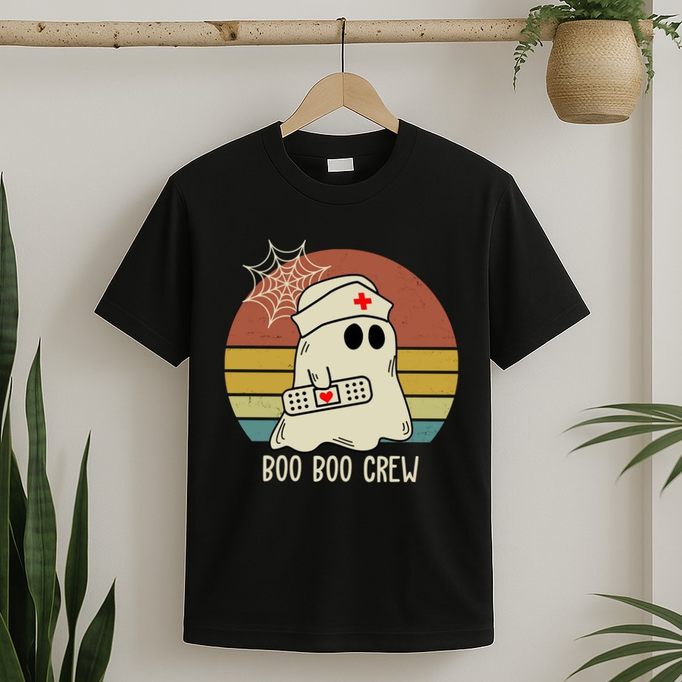 Boo Boo Crew Nurse Halloween Nurse Retro T-Shirt