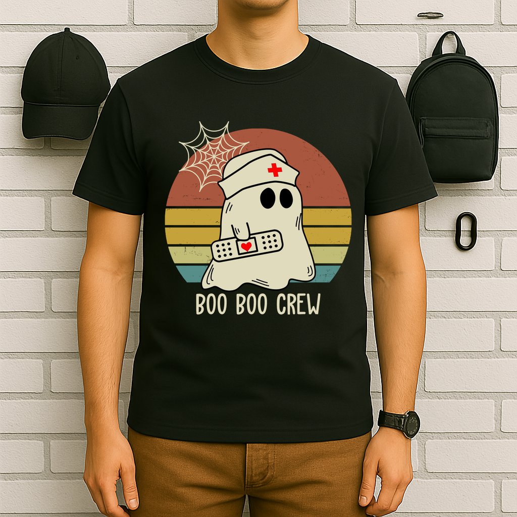 Boo Boo Crew Nurse Halloween Nurse Retro T-Shirt