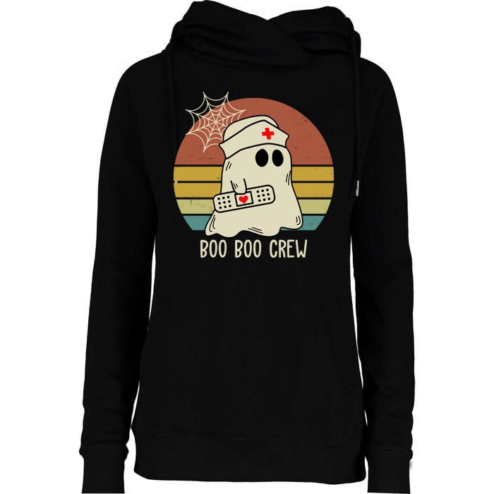 Boo Boo Crew Nurse Halloween Nurse Retro Womens Funnel Neck Pullover Hood