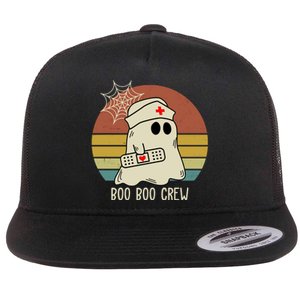 Boo Boo Crew Nurse Halloween Nurse Retro Flat Bill Trucker Hat