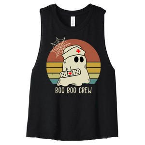 Boo Boo Crew Nurse Halloween Nurse Retro Women's Racerback Cropped Tank