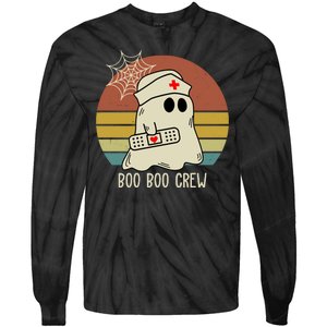 Boo Boo Crew Nurse Halloween Nurse Retro Tie-Dye Long Sleeve Shirt