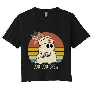 Boo Boo Crew Nurse Halloween Nurse Retro Women's Crop Top Tee