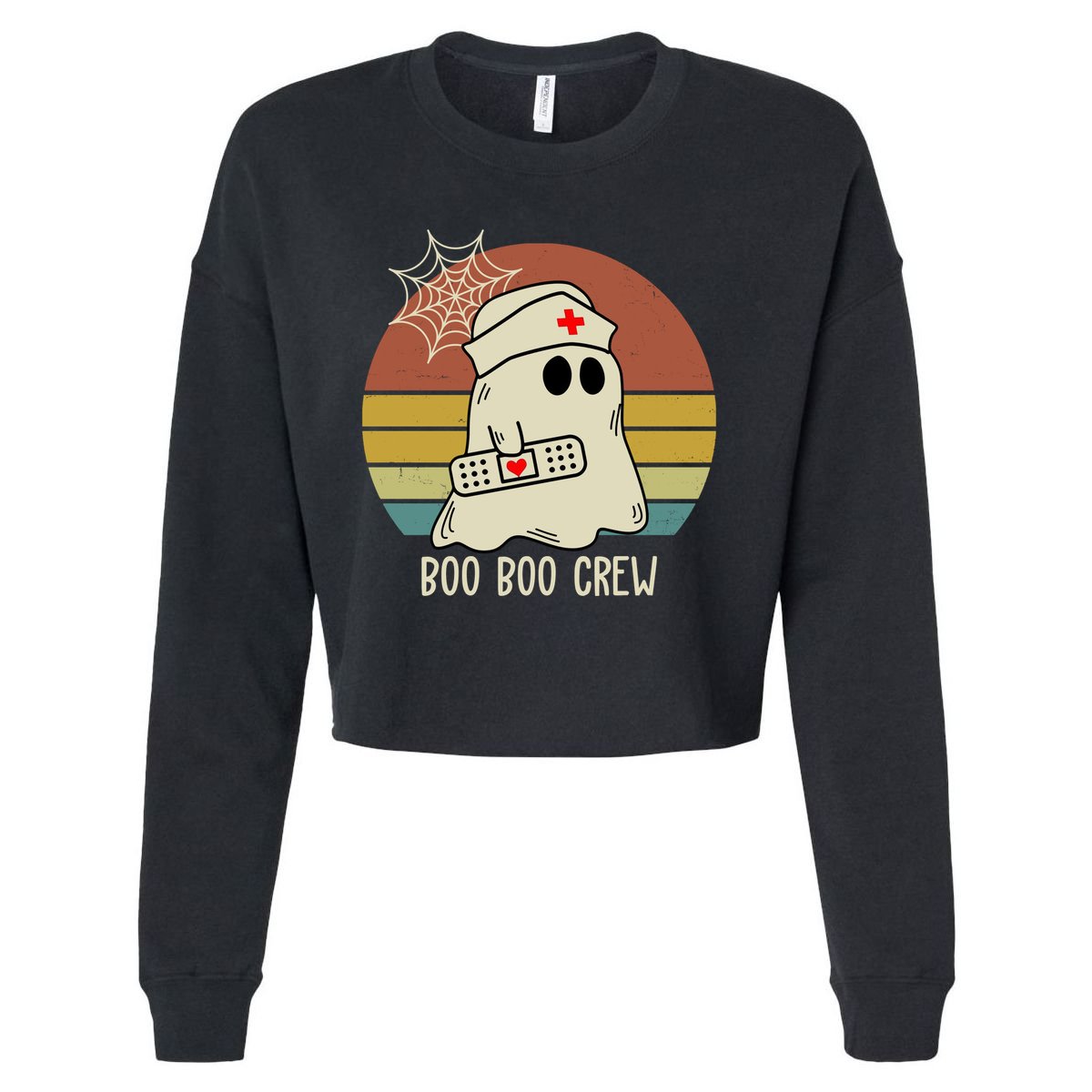 Boo Boo Crew Nurse Halloween Nurse Retro Cropped Pullover Crew