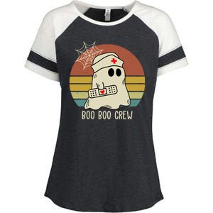 Boo Boo Crew Nurse Halloween Nurse Retro Enza Ladies Jersey Colorblock Tee