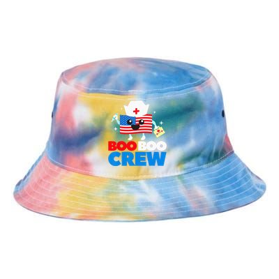 Boo Boo Crew American Flag Funny 4th Of July USA Nurse Gift Tie Dye Newport Bucket Hat