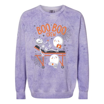 Boo Boo Crew Ghost Doctor Paramedic EMT Nurse Halloween Colorblast Crewneck Sweatshirt