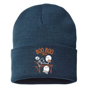 Boo Boo Crew Ghost Doctor Paramedic EMT Nurse Halloween Sustainable Knit Beanie