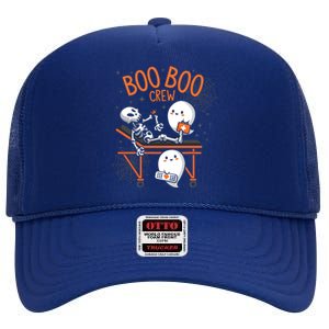 Boo Boo Crew Ghost Doctor Paramedic EMT Nurse Halloween High Crown Mesh Back Trucker Hat