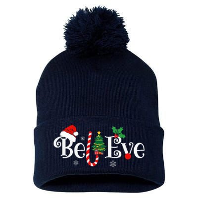 BEST BELIEVE CHRISTMAS PAJAMA EVER Xmas Family Funny  Pom Pom 12in Knit Beanie