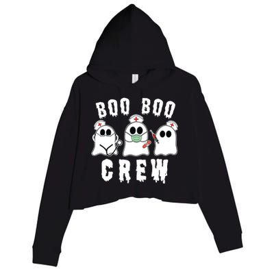 Boo Boo Crew Funny Nurse Halloween Ghost Costume Crop Fleece Hoodie