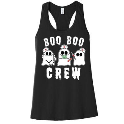 Boo Boo Crew Funny Nurse Halloween Ghost Costume Women's Racerback Tank