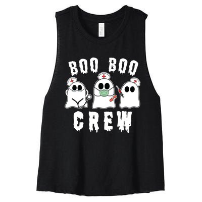 Boo Boo Crew Funny Nurse Halloween Ghost Costume Women's Racerback Cropped Tank