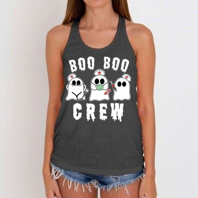 Boo Boo Crew Funny Nurse Halloween Ghost Costume Women's Knotted Racerback Tank