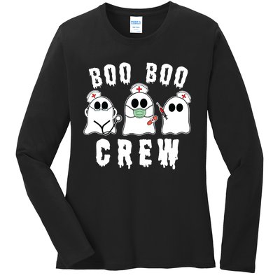 Boo Boo Crew Funny Nurse Halloween Ghost Costume Ladies Long Sleeve Shirt