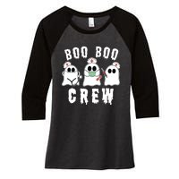 Boo Boo Crew Funny Nurse Halloween Ghost Costume Women's Tri-Blend 3/4-Sleeve Raglan Shirt