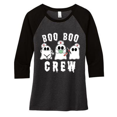 Boo Boo Crew Funny Nurse Halloween Ghost Costume Women's Tri-Blend 3/4-Sleeve Raglan Shirt