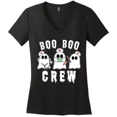 Boo Boo Crew Funny Nurse Halloween Ghost Costume Women's V-Neck T-Shirt