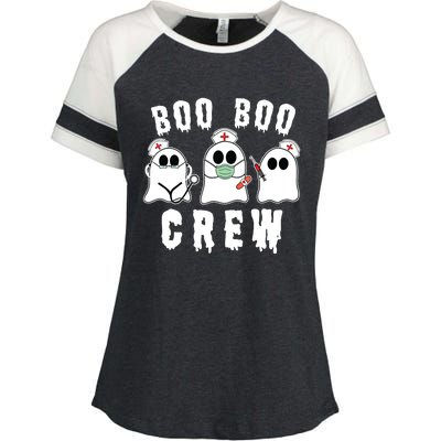 Boo Boo Crew Funny Nurse Halloween Ghost Costume Enza Ladies Jersey Colorblock Tee