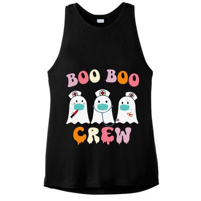 Boo Boo Crew Nurse Groovy Ghost Funny Halloween Ladies PosiCharge Tri-Blend Wicking Tank
