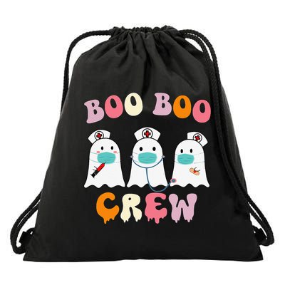 Boo Boo Crew Nurse Groovy Ghost Funny Halloween Drawstring Bag