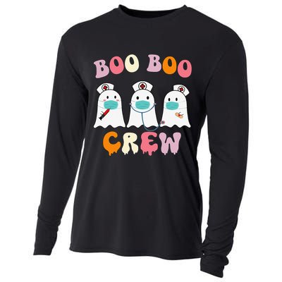 Boo Boo Crew Nurse Groovy Ghost Funny Halloween Cooling Performance Long Sleeve Crew