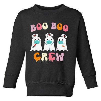 Boo Boo Crew Nurse Groovy Ghost Funny Halloween Toddler Sweatshirt