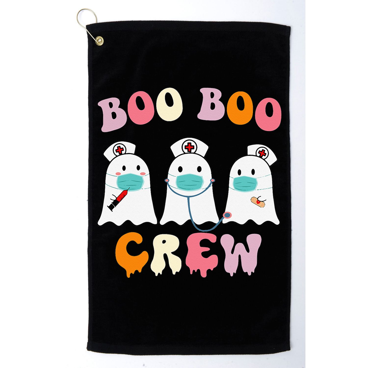 Boo Boo Crew Nurse Groovy Ghost Funny Halloween Golf Towel