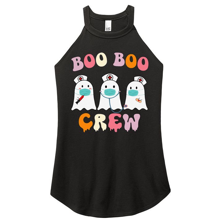 Boo Boo Crew Nurse Groovy Ghost Funny Halloween Women's Perfect Tri Rocker Tank