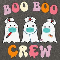 Boo Boo Crew Nurse Groovy Ghost Funny Halloween Cotton Canvas Backpack