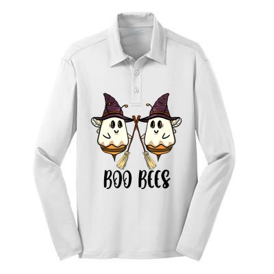 Boo Bees Couples Witch Halloween Costume Ghost Funny Silk Touch Performance Long Sleeve Polo