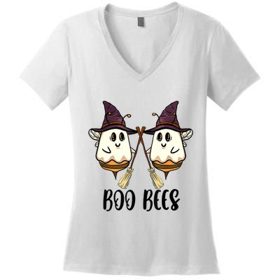 Boo Bees Couples Witch Halloween Costume Ghost Funny Women's V-Neck T-Shirt