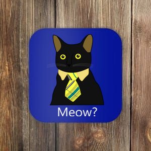 Black Business Cat Kitten With Yellow Tie Gift Coaster