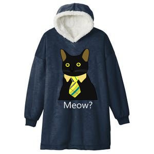 Black Business Cat Kitten With Yellow Tie Gift Hooded Wearable Blanket