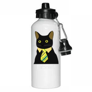 Black Business Cat Kitten With Yellow Tie Gift Aluminum Water Bottle