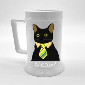 Black Business Cat Kitten With Yellow Tie Gift Beer Stein