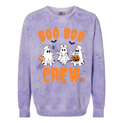 Boo Boo Crew Cute Ghost Halloween Nurse Pumpkin Nurse Women Colorblast Crewneck Sweatshirt