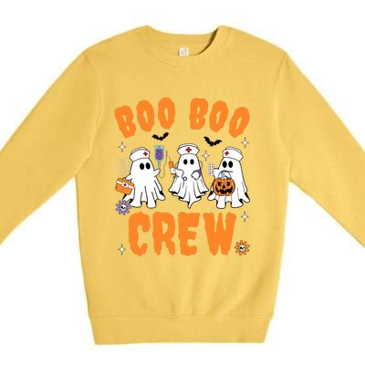 Boo Boo Crew Cute Ghost Halloween Nurse Pumpkin Nurse Women Premium Crewneck Sweatshirt