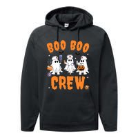 Boo Boo Crew Cute Ghost Halloween Nurse Pumpkin Nurse Women Performance Fleece Hoodie